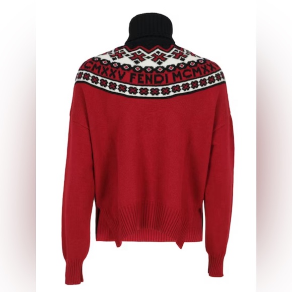 FENDI Logo Fair Isle Turtleneck Sweater - Picture 9 of 13